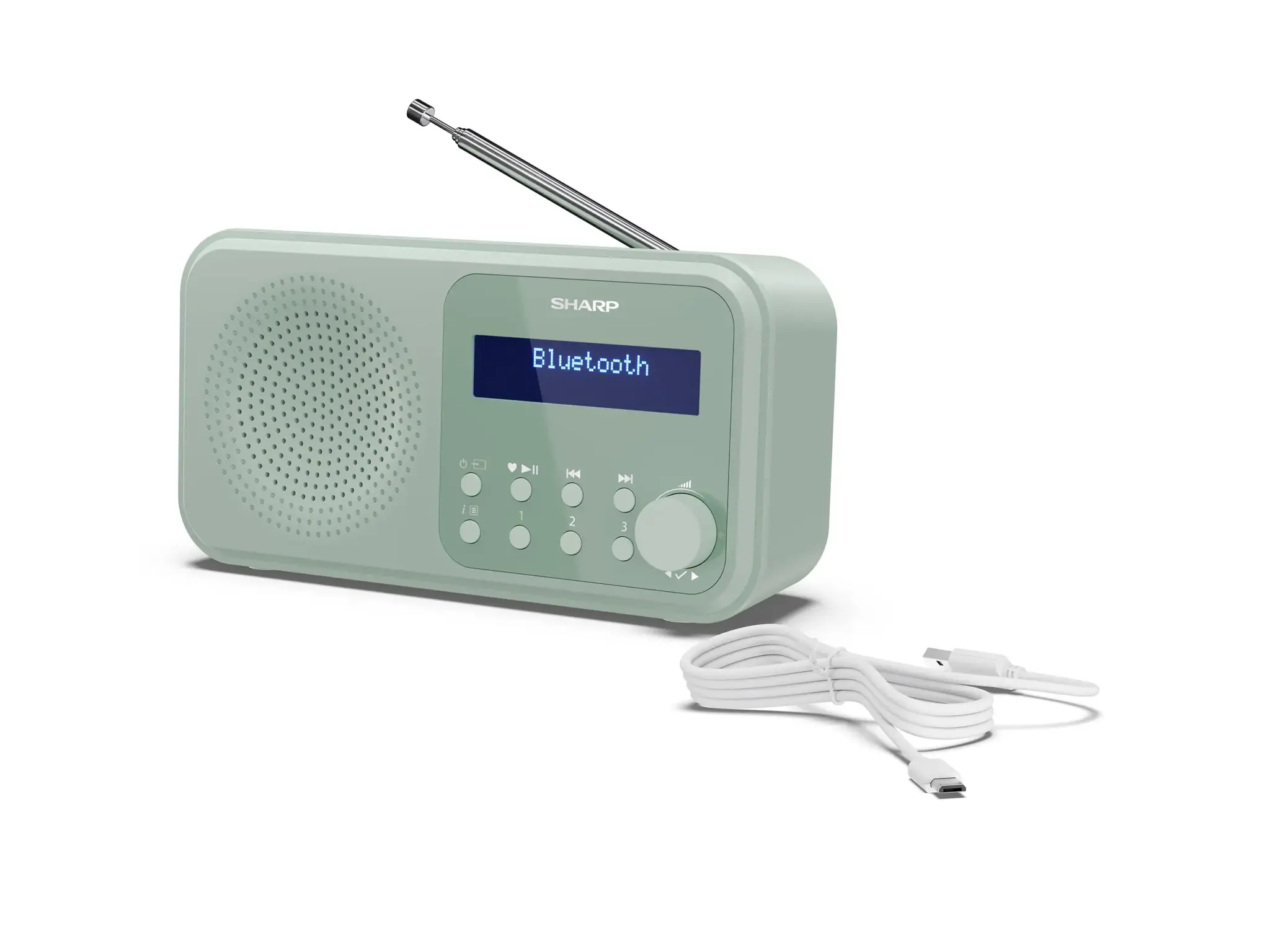 Sharp DR-P420(GN) Tokyo Portable Digital Radio, FM/DAB/DAB+, Bluetooth 5.0, USB or Battery Powered, Aquamarine Green | Sharp