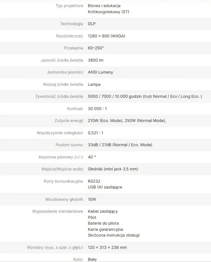 VIVITEK SHORT-THROW PROJECTOR DW355ST