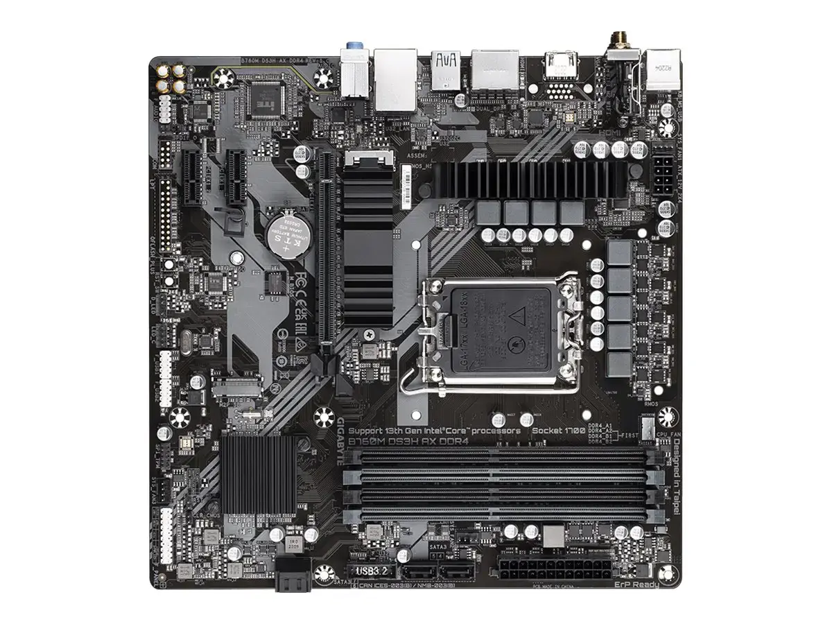 Gigabyte B760M DS3H AX DDR4, "Intel", LGA 1700, "Intel® Celeron®", "Intel® Core™ i3", "Intel® Core™ i5", "Intel® Core™ i7", "Intel® Core™ i9",..., LGA 1700, DDR4-SDRAM, 128 GB