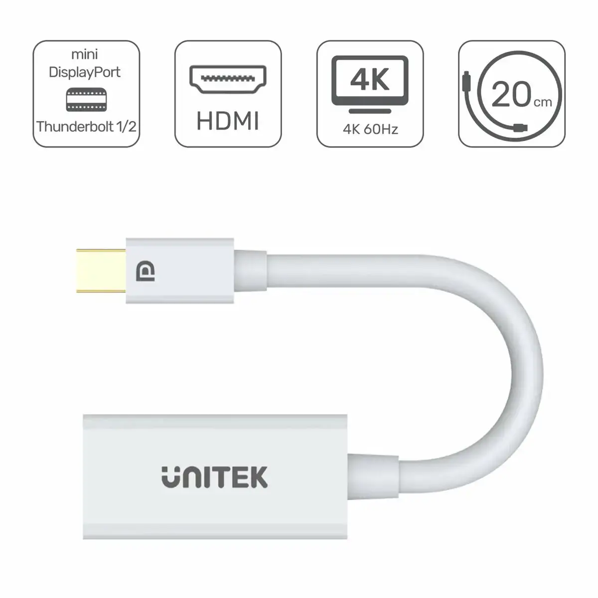 UNITEK Y-6331 "Unitek" adapteris "miniDisplayPort" į HDMI F, 4K, Y-6331