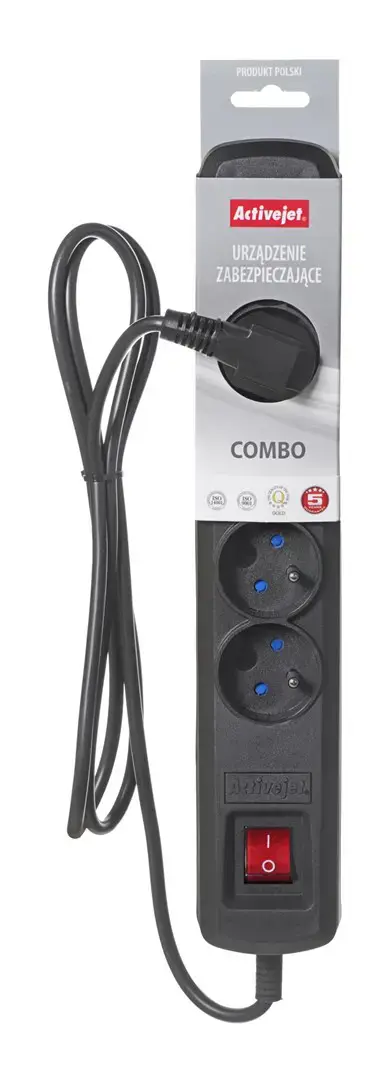 "Activejet" juoda maitinimo juosta su laidu ACJ COMBO 5G 1,5M/BEZP.AUTO/CZ