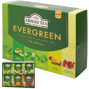 Žalioji arbata AHMAD EVERGREEN SELECTION, pakuotėje 60 arbatos pakelių.