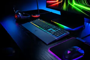 "Razer" žaidimų klaviatūra "Ornata V3" su RGB LED apšvietimu, NORD, laidinė, juoda, "Razer Mecha-Membrane", skaitmeninė klaviatūra