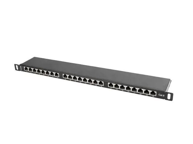 LANBERG PPS6-0024-B Lanberg Patch Panel 24 prievadų 0,5U, kat. 6, ekranuota, juoda