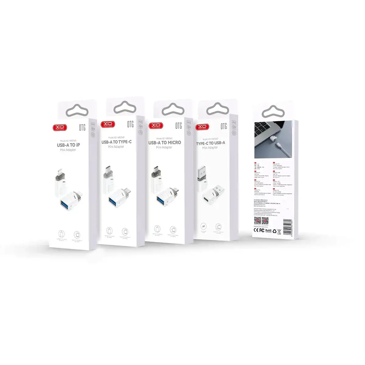 XO adapteris NB256B OTG USB - USB-C baltas