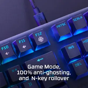 "HyperX Alloy Origins Core PBT HX Red" - mechaninė žaidimų klaviatūra, be klavišų (80-87 %), USB, mechaninė, QWERTY, RGB LED, juoda