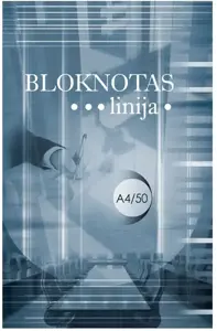 Bloknotas OFFICE, linijomis, klijuotas, A4, 50 lapų