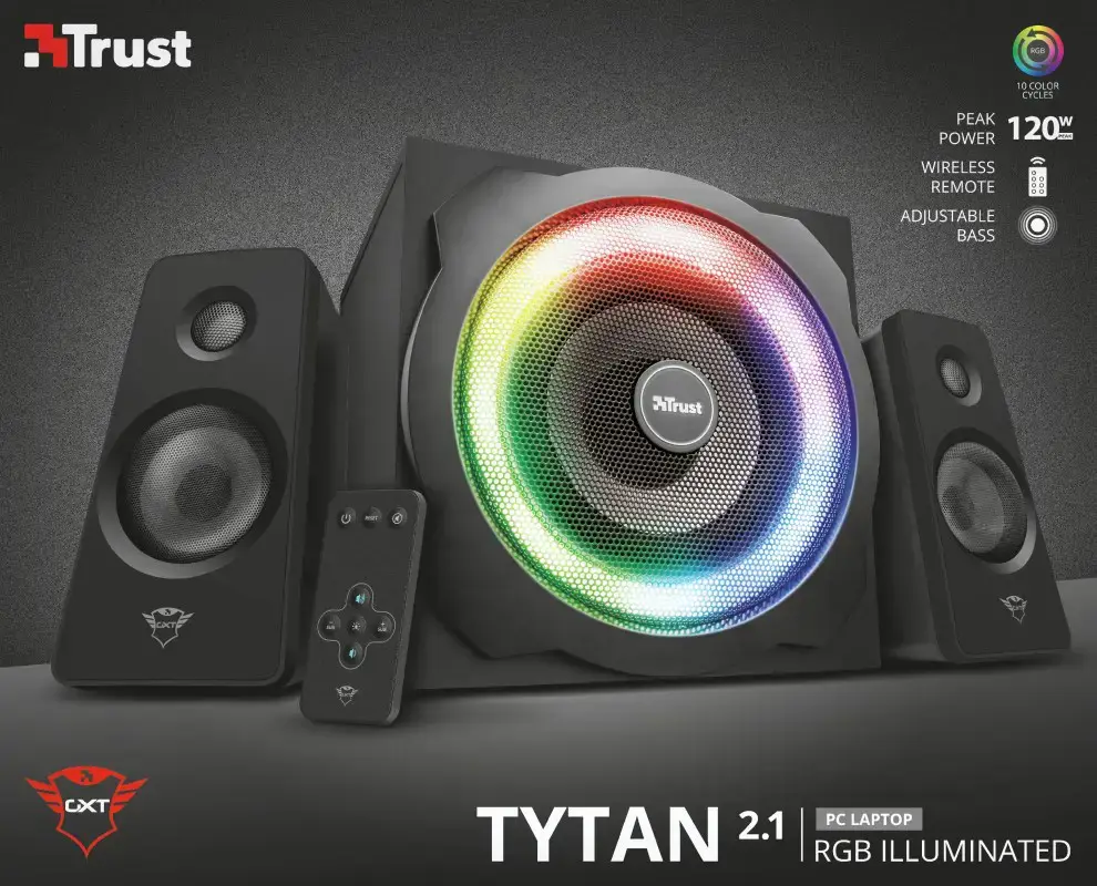 "Trust GXT 629 Tytan", 2.1 kanalų, 60 W, universalus, juodas, 120 W, belaidis