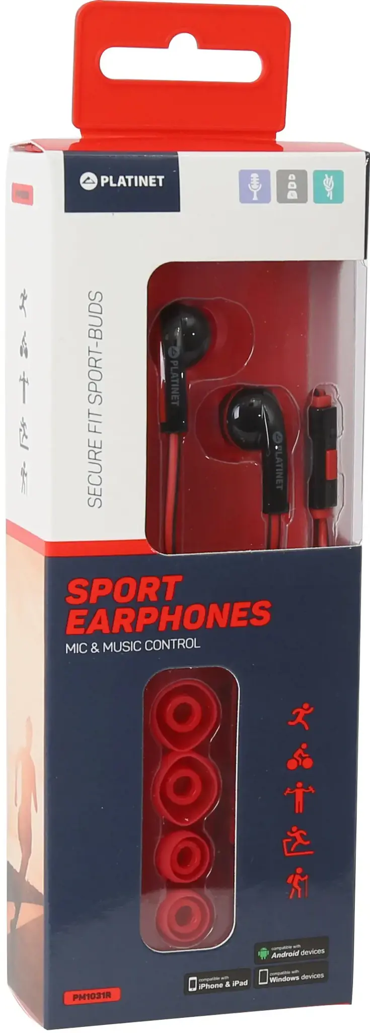 Platinet PM1031, laidinis, 20 - 22000 Hz, skambučiai/muzika, ausinės, juodos, raudonos spalvos
