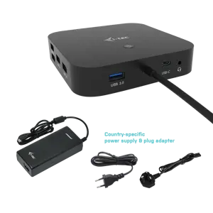I-TEC USB-C Dual Display MST DS 1x DP 1x HDMI 1xGLAN 3xUSB 3.0 2xUSB 2.0 1xUSB-C-Datei 1xAudio/Mic lizdas 1x100W USB-C PD+įkroviklis 112W
