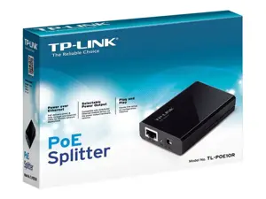 TP-Link TL-POE10R v4, IEEE 802.3, IEEE 802.3ab, IEEE 802.3af, IEEE 802.3u, juoda, maitinimas, FCC, CE, 5, 9, 12 V, 0-40 °C