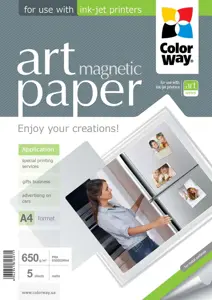 ColorWay ART Matte Magnetic Photo Paper, 5 Sheets, A4, White, 650 g/m²