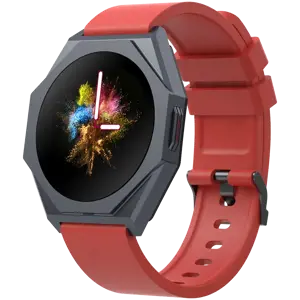 CANYON Otto SW-86, išmanusis laikrodis Realtek 8762DK LCD 1.3'' LTPS 360X360px, G+F 1+gesture 192KB ličio jonų polimero baterija 3.7v 280mAh, ginklo aliuminio lydinio korpuso vidurinis rėmas + plastikinis apatinis korpusas + šiltas raudonas silikoninis dirželis + ginklo dirželio sagtis. šeimininkas: 45,4 * 42,4 * 9,6 mm.