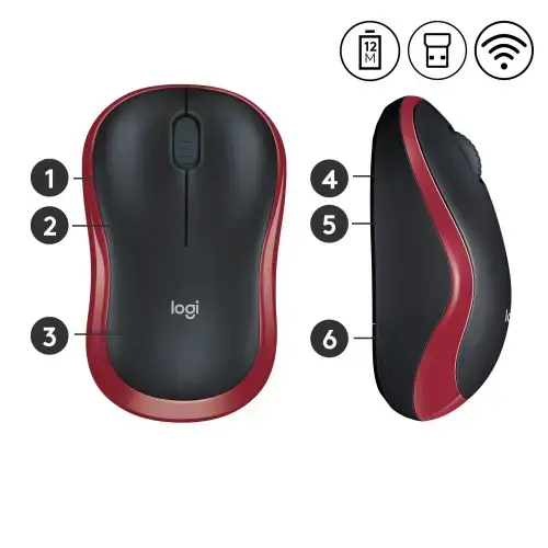 LOGITECH M185 belaidė pelė - raudona - EER2
