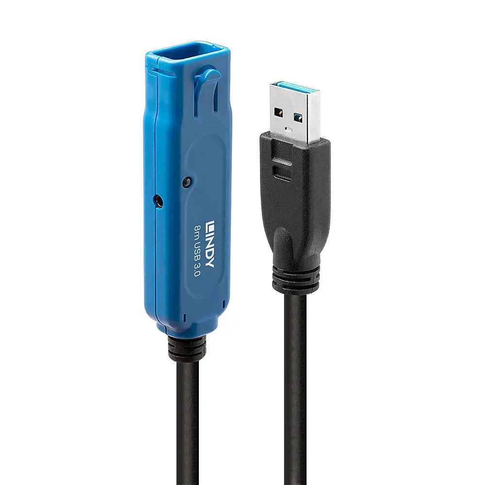 "Lindy" 8 m USB 3.0 aktyvusis ilgintuvas "Pro", 8 m, USB A, USB A, USB 3.2 Gen 1 (3.1 Gen 1), 5000 Mbps, juodas
