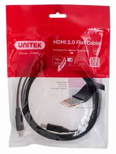 UNITEK HDMI KABELIS 2.0 4K60HZ, PLOKŠČIAS, 2 M, C11063BK-2M