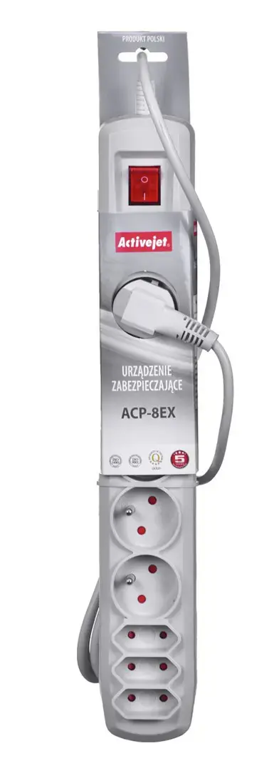 Activejet APN-8G/5M-GR maitinimo juostelė su laidu