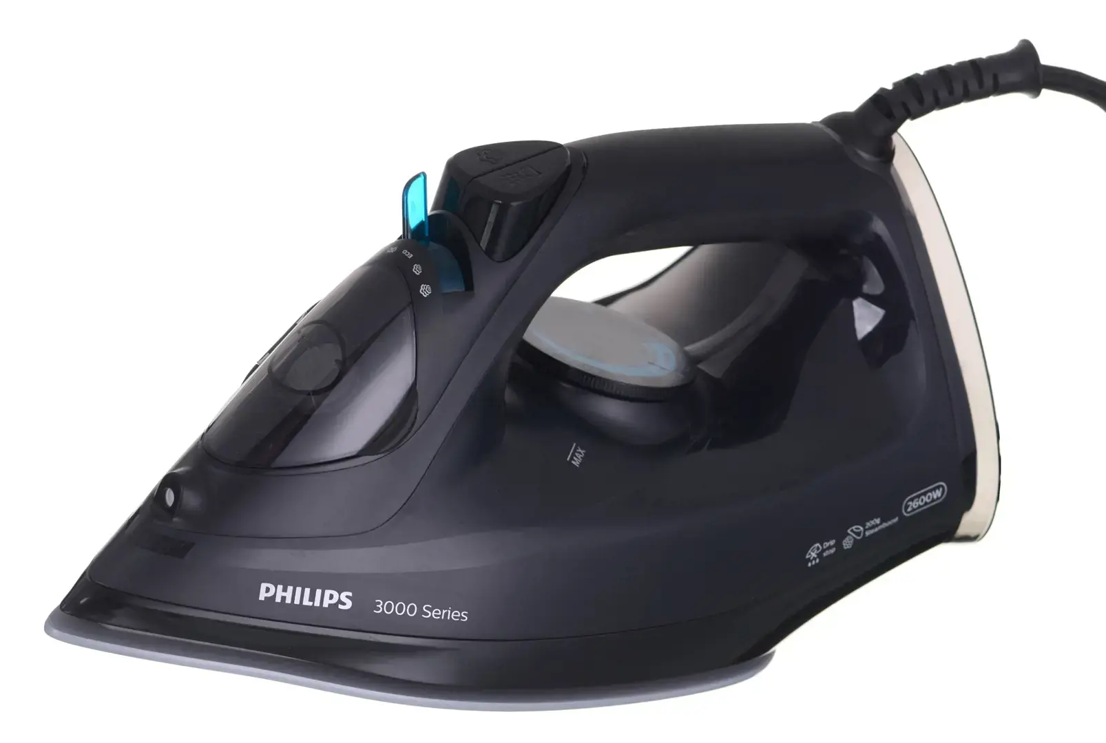 Philips 3000 series DST3041/80, Steam iron, Ceramic soleplate, 1.9 m, 200 g/min, Black, 40 g/min