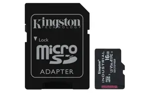 KINGSTON 16 GB microSDHC Industrial C10 A1 pSLC kortelė + SD adapteris