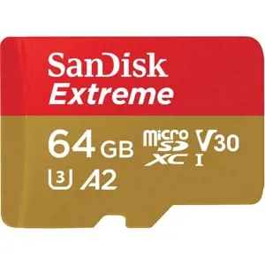 SanDisk Extreme microSDXC 64GB + SD Adapter + Rescue Pro Deluxe 160MB/s A2 C10 V30 UHS-I U3; EAN: 6…