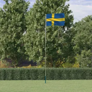 Švedijos vėliava su stiebu, aliuminis, 5,55m