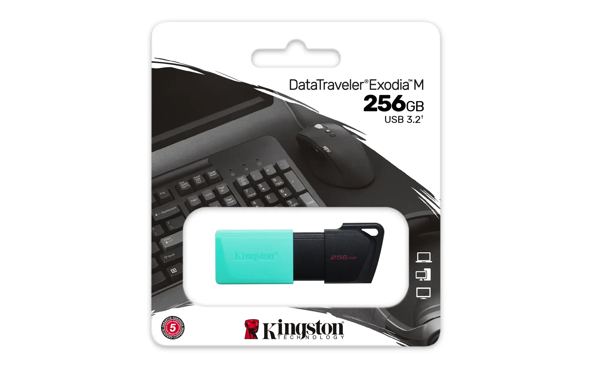 "Kingston" 256GB "DataTraveler Exodia M" USB slankmačio dangtelis USB 3.2 Gen2, turkio spalvos