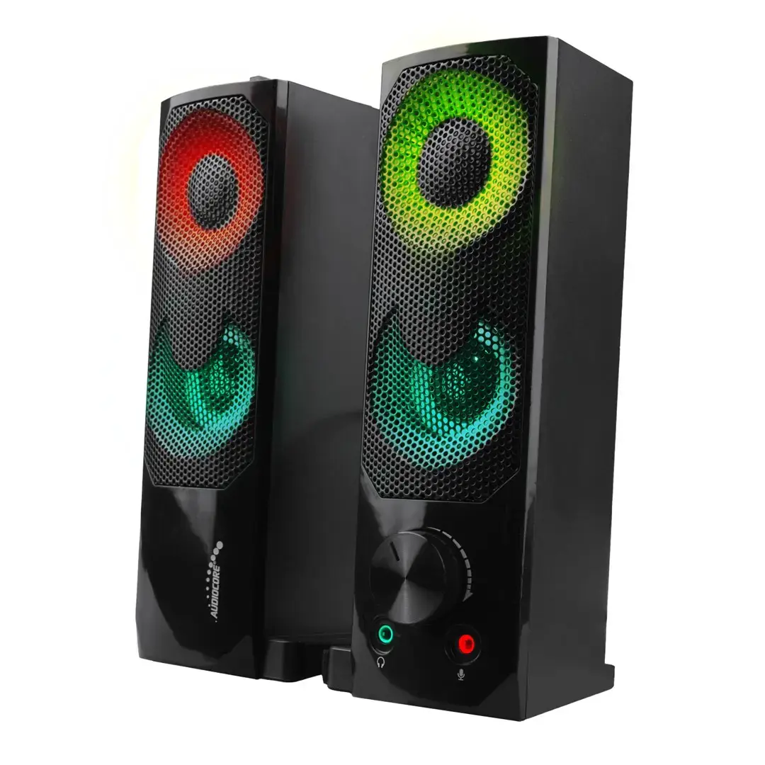 2 in 1 kompiuterio garsiakalbis Soundbar Kompiuterio RGB LED apšvietimas Stereo žaidimų USB 2 x 3W AUX 3,5 mm