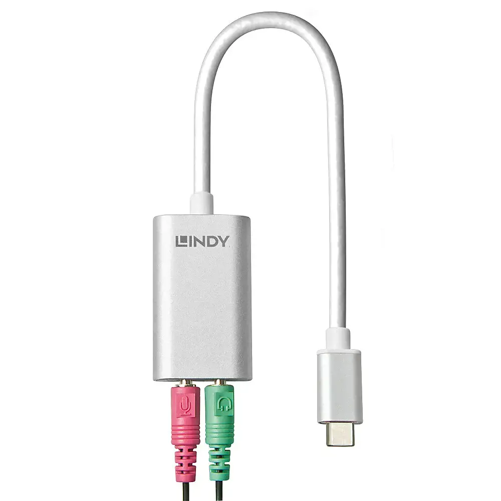 "Lindy" C tipo USB garso adapteris, baltas, USB C, 3,5 mm, vyriškas, moteriškas
