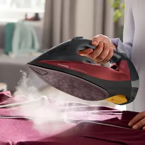 "Philips" 7000 serijos DST7022/40, garinis lygintuvas, "SteamGlide Plus" padas, 2 m, 250 g/min, juodas, raudonas, 50 g/min