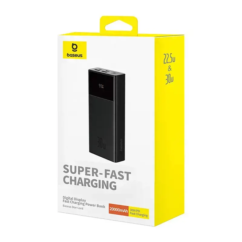 Maitinimo baterija "Baseus Star-Lord" 20000 mAh, 30 W (juoda)