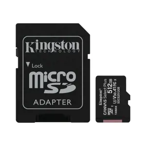Kingston 512GB micSDXC Canvas Select Plus 100R A1 C10 Card + ADP EAN: 740617298727