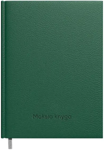 Kalendorius MOKSLO KNYGA 2025/2026, dirbtinė oda 14 x19 cm, tamsiai žalios sp.