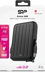 SILICON POWER Išorinis kietasis diskas "Armor A66" 2,5 colio 4TB USB 3.2 IPX4 juodas