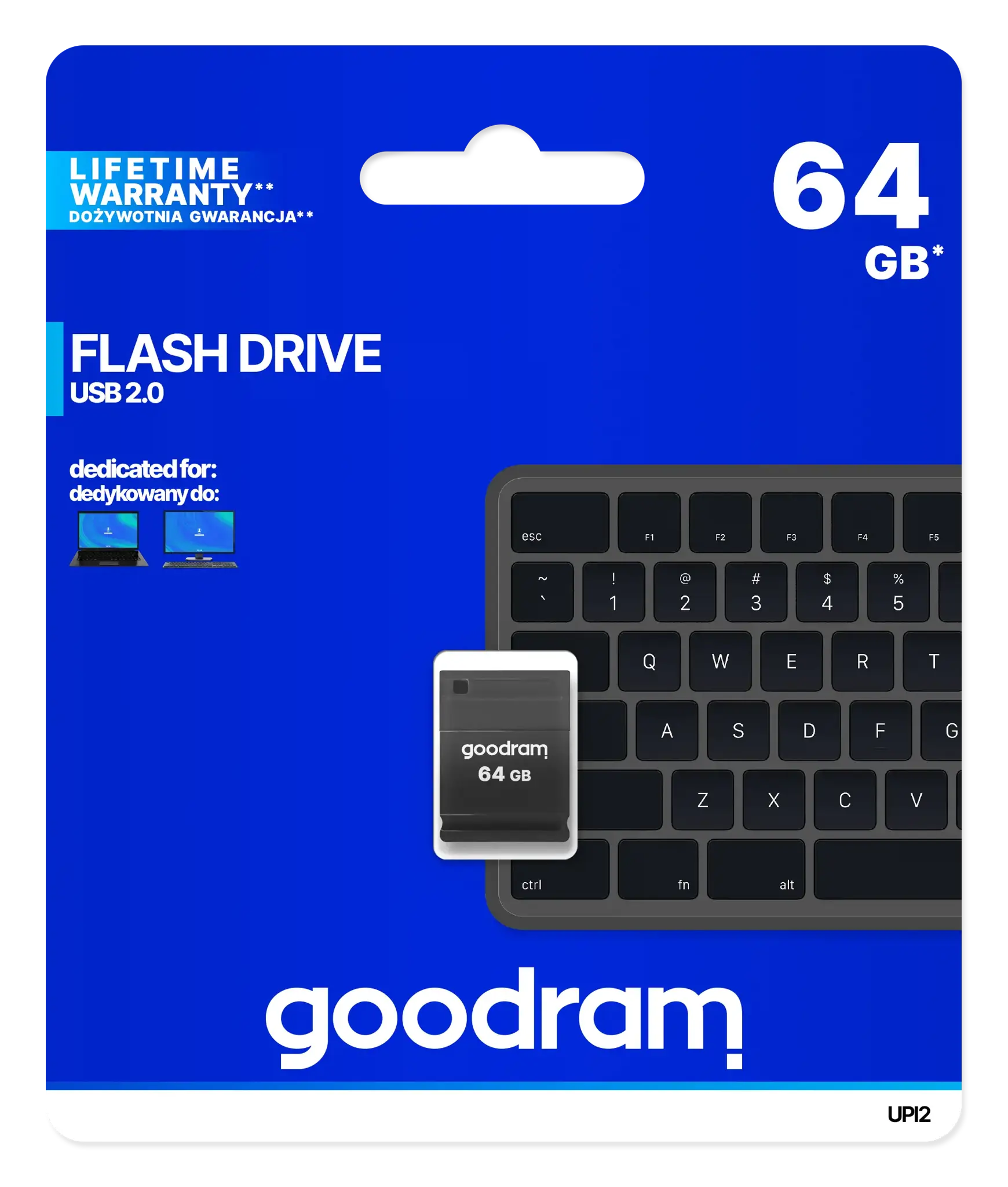 "Goodram UPI2", 64 GB, A tipo USB, 2.0, 20 MB/s, dangtelis, juodas