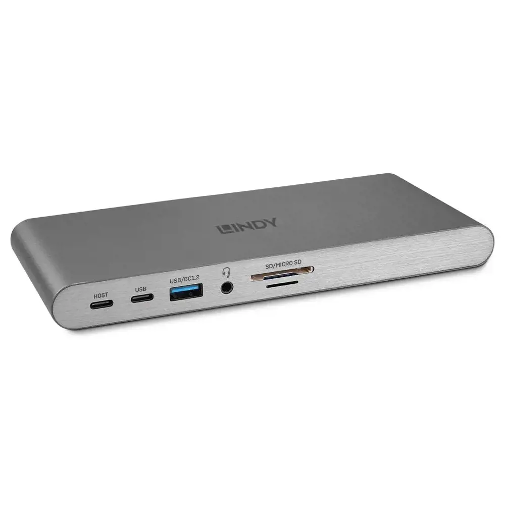 "Lindy DST-Pro 5K", laidinis, USB 3.2 Gen 1 (3.1 Gen 1) Type-C, 100 W, 10,100,1000 Mbit/s, sidabrinis, "MicroSD" (TransFlash), SD