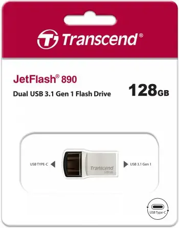 TRANSCEND 128GB USB3.0 Pen Drive OTG Type A&C Silver