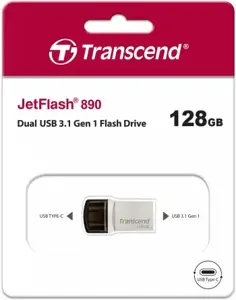 TRANSCEND 128GB USB3.0 Pen Drive OTG Type A&C Silver