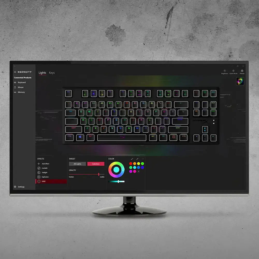 "HP HyperX Alloy Origins Core", be klavišų (80-87%), USB, mechaninis, QWERTY, RGB LED, juodas