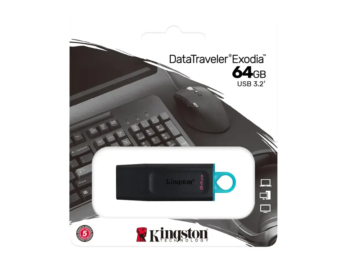 KINGSTON 64 GB USB 3.2 Gen 1 duomenų kaupiklis "DataTraveler Exodia", juoda + žydra