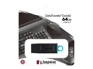 KINGSTON 64 GB USB 3.2 Gen 1 duomenų kaupiklis "DataTraveler Exodia", juoda + žydra