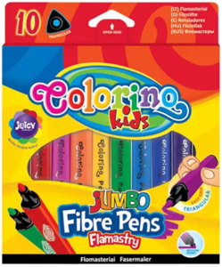 Stori tribriauniai flomasteriai Jumbo COLORINO, 10 spalvų