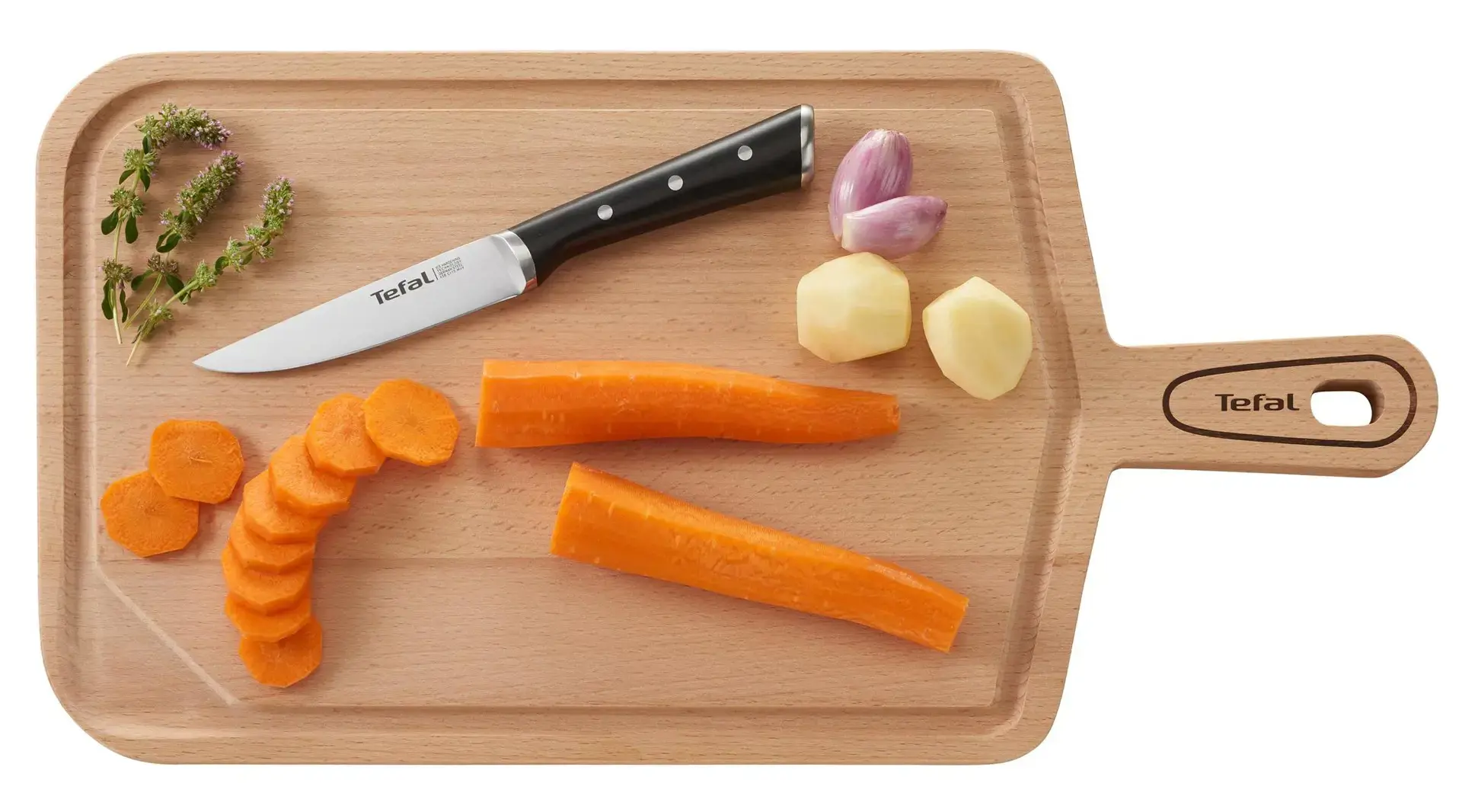 Tefal Ice Force K232S5, Knife/cutlery block set, Stainless steel, ABS, Stainless steel, Wood, Black