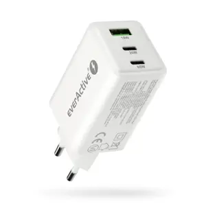 Charger GaN 1 x USB, 2 x USB-C Quick Charge 4+ 65W white