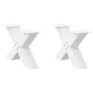 Kavos staliuko kojelės, 2 vnt., baltos, 60x(30-31) cm, plienas, X formos