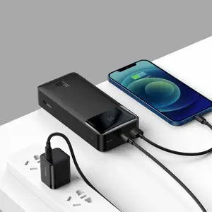 "Baseus Bipow" maitinimo bankas su ekranu 30000mAh 15W black (Overseas Edition) Black (juodas)