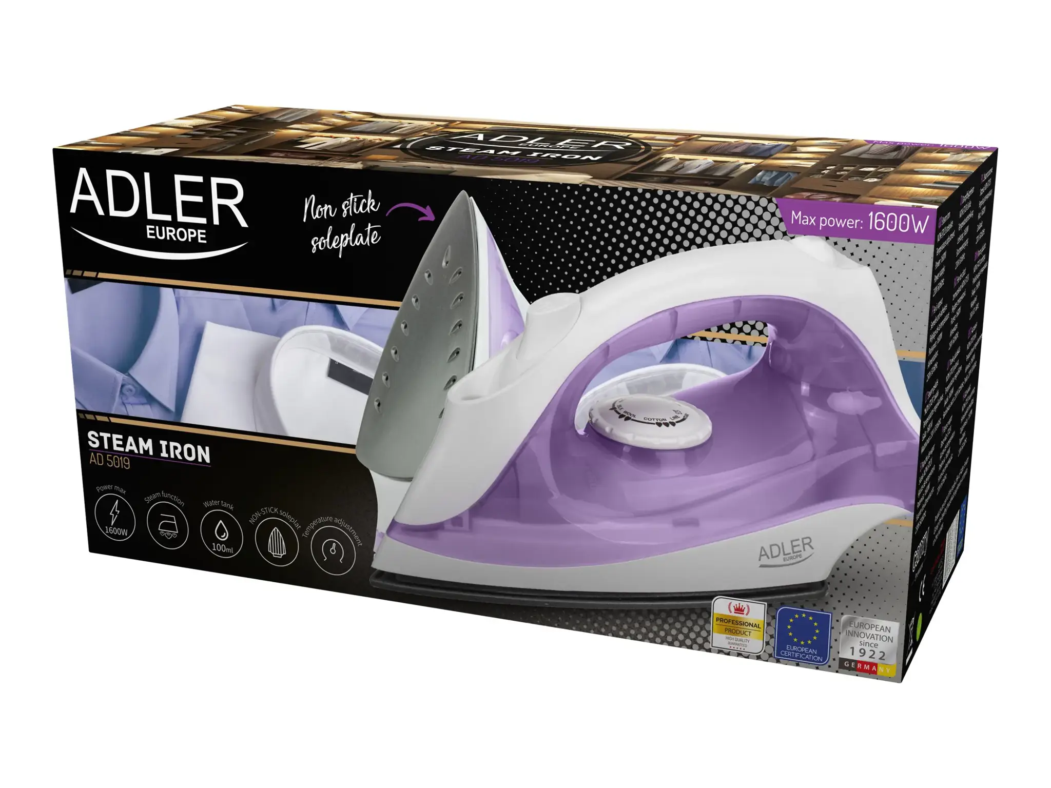 Adler AD 5019 Iron non-stick soleplate 1600W