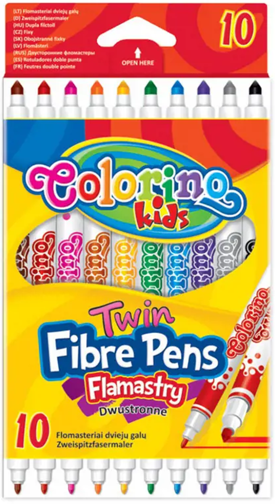 Dvipusiai flomasteriai COLORINO, 10 spalvų