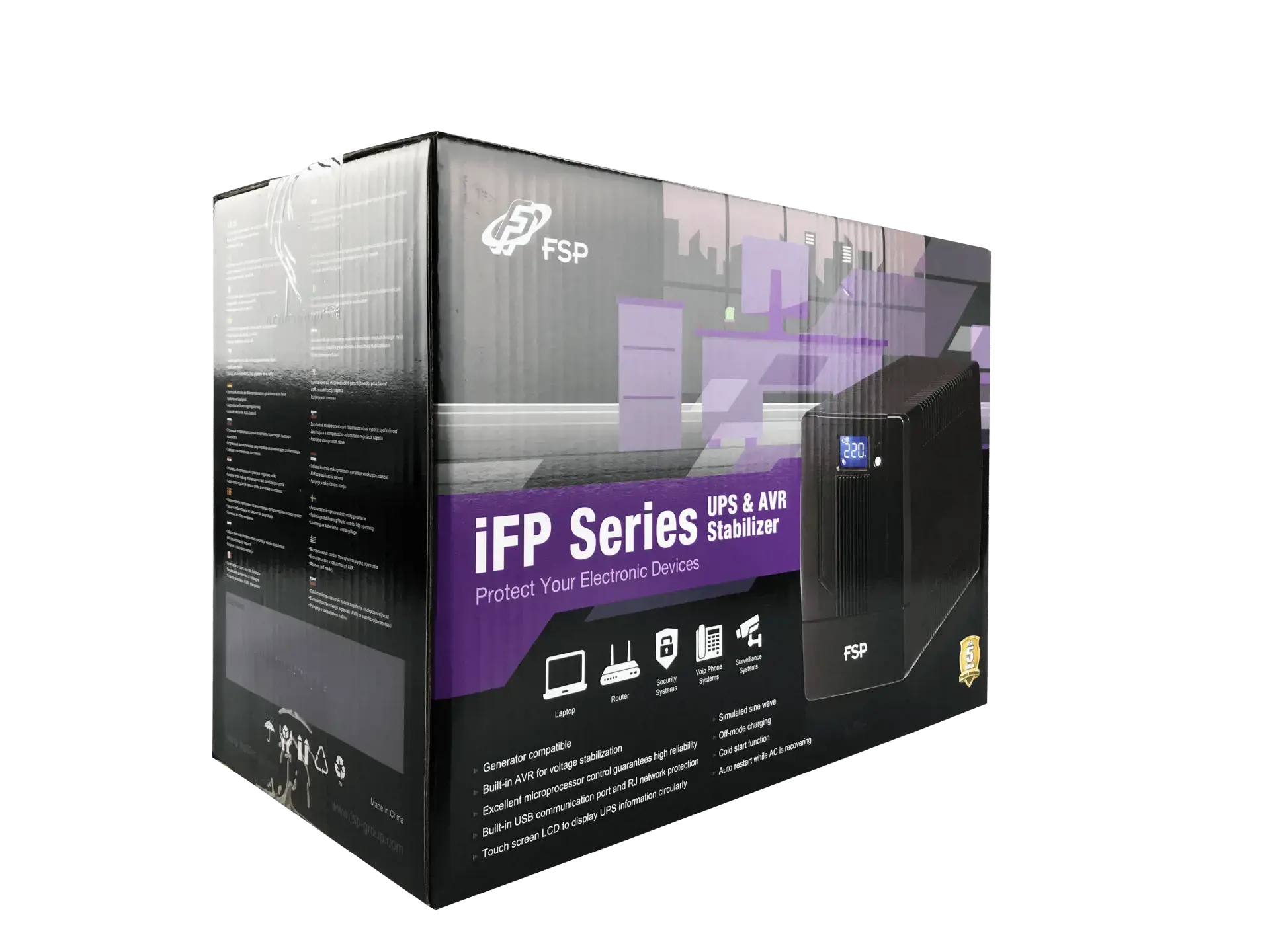 FSP iFP 600, Line-Interactive, 0.6 kVA, 360 W, Sine, 140 V, 290 V