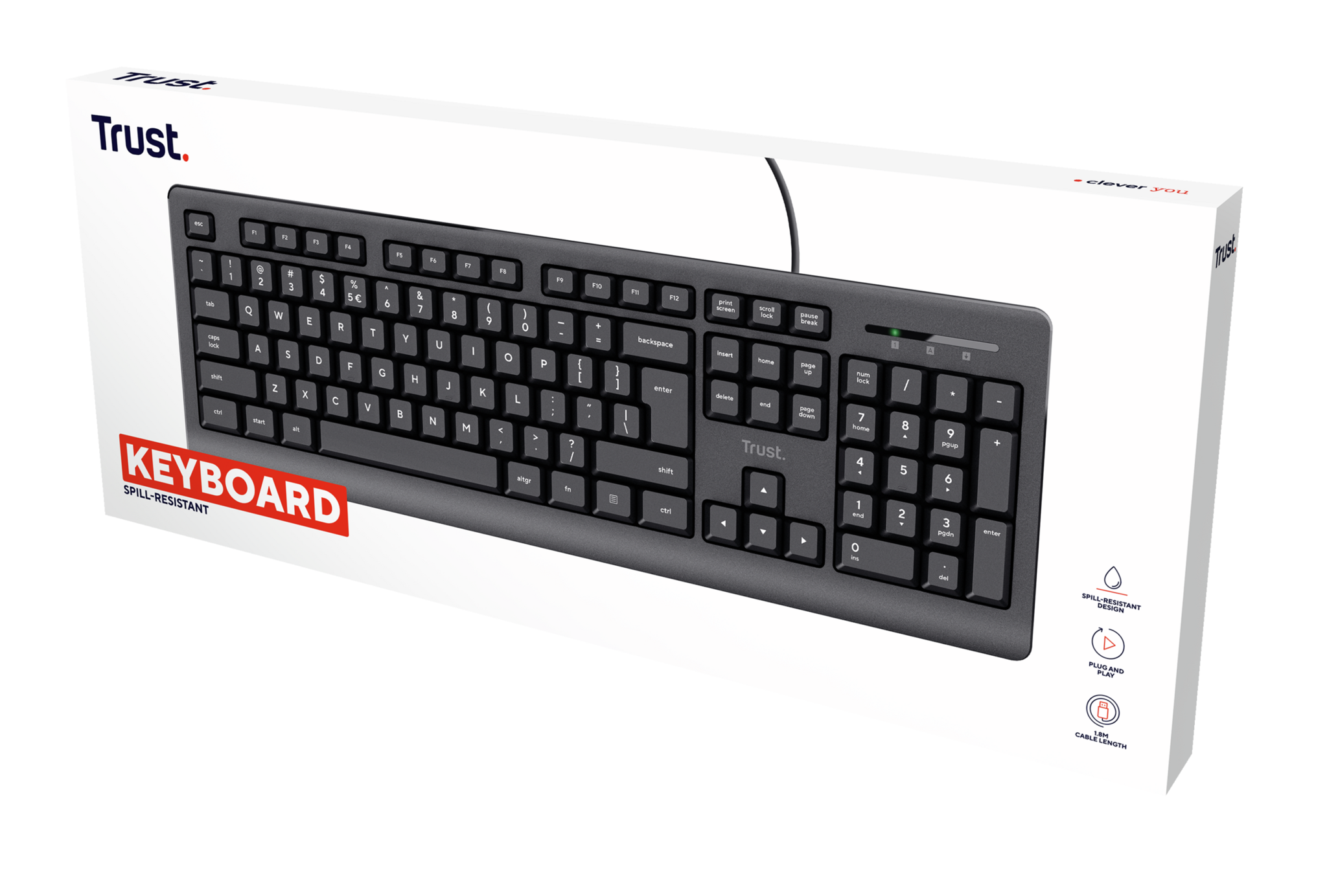 Trust 24639, Full-size (100%), Wired, USB, Black