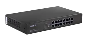 16 prievadų 10/100/1000 Mbps Ethernet komutatorius, IEEE802.3, IEEE802.3u, IEEE802.3z, IEEE802.3ab, automatinis MDI/MDIX, apsauga nuo audros, 11 colių metalinis korpusas su metaliniais tvirtinimo laikikliais, tinkamais montuoti į 19 colių spintą